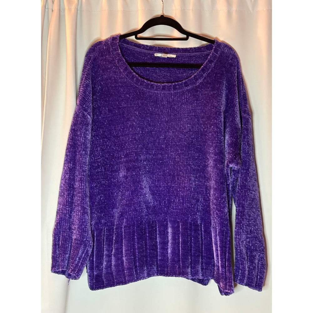Seven7 Women Prism Violet Chenille Sweater XL Purple Long Sleeve Pullover Ribbed